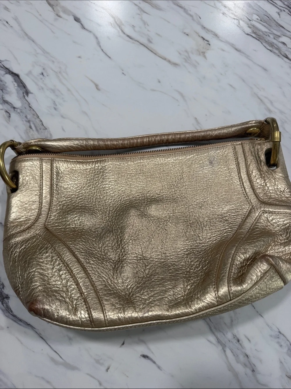 Kenneth Cole Metallic Gold Leather Shoulder Bag